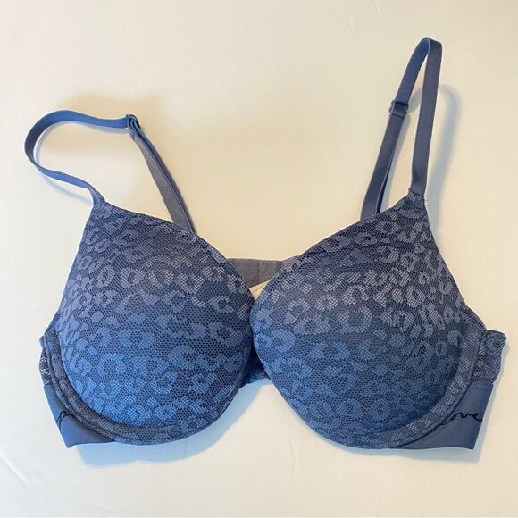 Victoria’s Secret PINK Wear Everywhere Push Up Bra-Navy blue mesh-32B - Picture 1 of 8